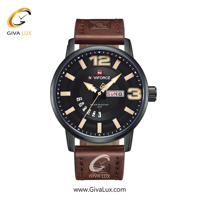 ساعت مچی مردانه بند چرمی ناوی فورس (نیوی فورس) NF9143 B/Y/D.BN